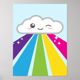 Kawaii Cloud e Poster do Arco-Íris Impressão