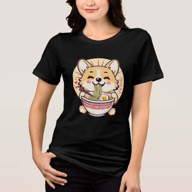 Kawaii Corgi Eating Ramen - Comida de Cachorro de  (Frente)