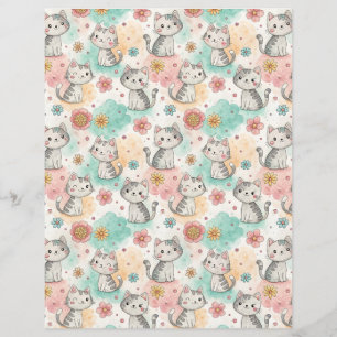Kawaii felina gatinho padrão papel de rasparia