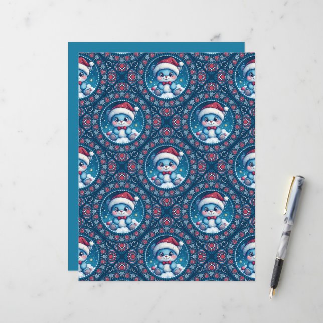 Kawaii Festivo Bear Mandala Diamond Azulejo Scrapb (Frente/Verso In Situ)