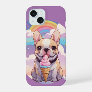 Kawaii French Bulldog Sorvete Arco-íris