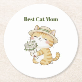 Kawaii Gato Jardineiro Buquê de Rosa Porta-copos d