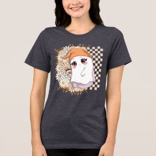 Kawaii Ghost com café e margaridas - Cute Cozy