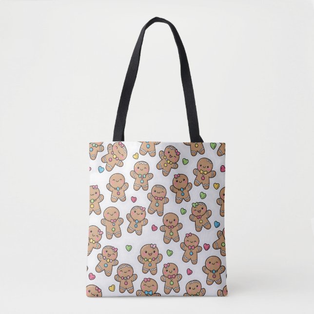 Kawaii Gingerbread Men Christmas Tote Bag (Frente)