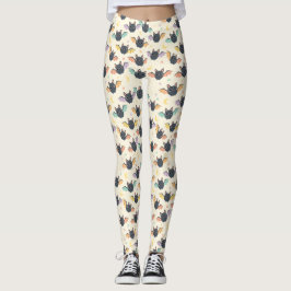 Kawaii Halloween Bats Patterno com Stars Leggings