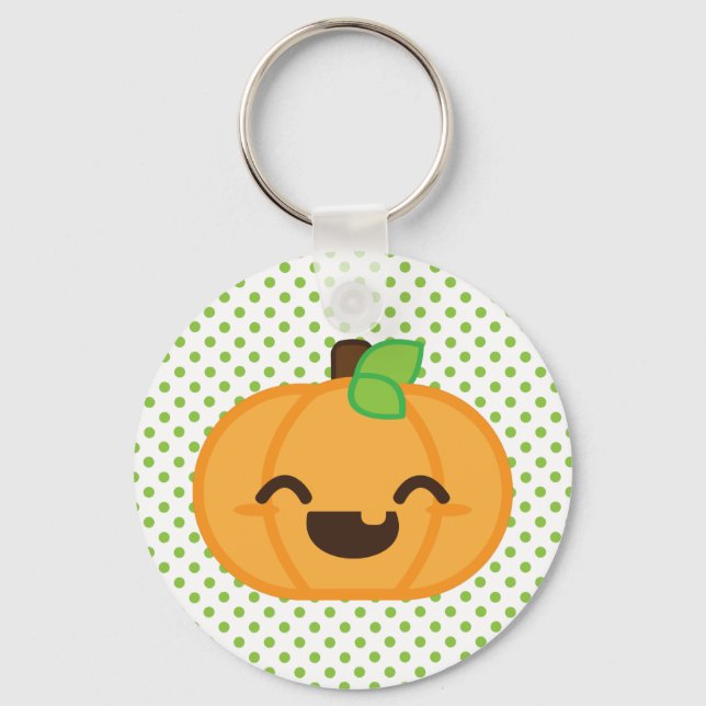 Kawaii Jack O Lantern Pumpkin Chaveiro (Frente)
