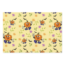 Kawaii Jack-o’-Lantern with Flowers and Bats