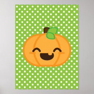 Kawaii Jack O Lanterna Pumpkin Poster Impressão