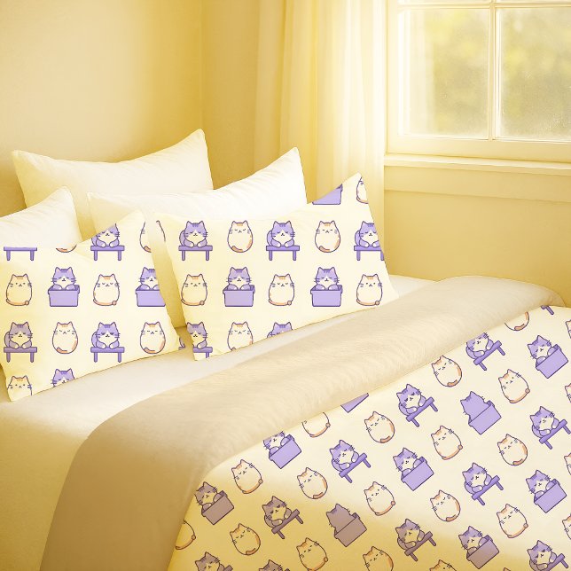 Kawaii Lavender Chonky Cat Pastel Cute Funda de Al (Kawaii Lavender Chonky Cat Pastel Cute Pillowcase)