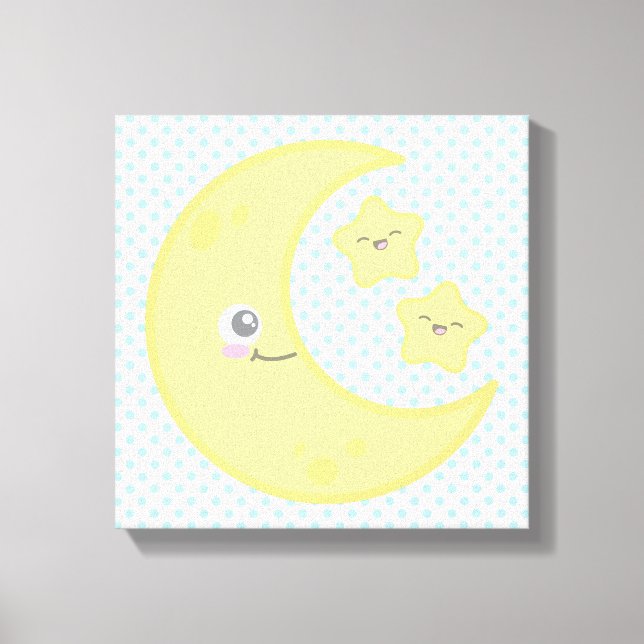 Kawaii Moon e Stars Canvas (Frente)