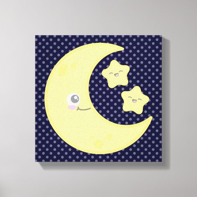 Kawaii Moon e Stars Canvas (Frente)