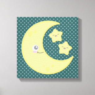 Kawaii Moon e Stars Canvas