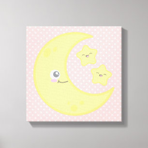 Kawaii Moon e Stars Canvas