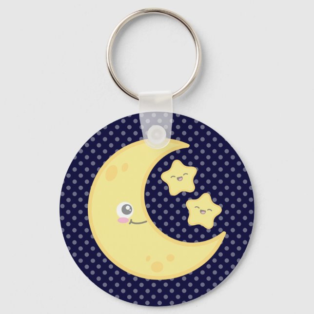 Kawaii Moon e Stars Chaveiro (Frente)