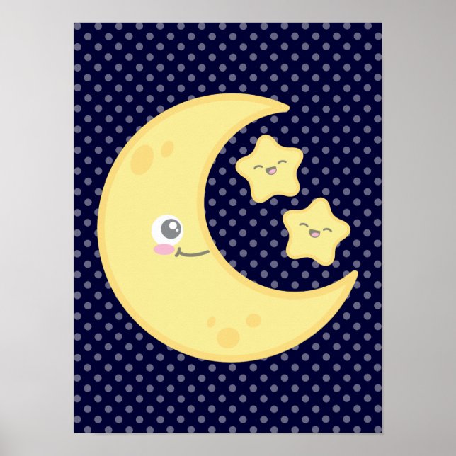 Kawaii Moon e Stars Poster (Frente)