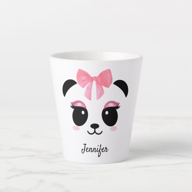 Kawaii panda cílios fofos personalizados caneca la (Frente)