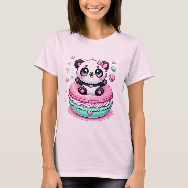 Kawaii Panda Macaron - Camisa Gráfica T-Shirt Cute (Frente)