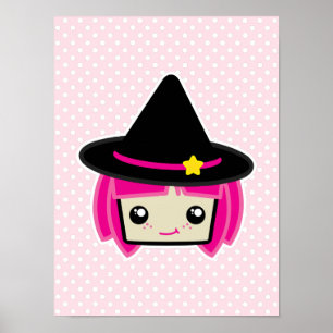 Kawaii Pink Haired Poster