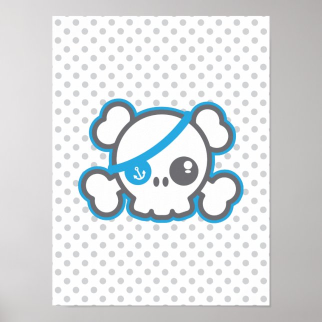 Kawaii Pirate Skull Poster (Frente)