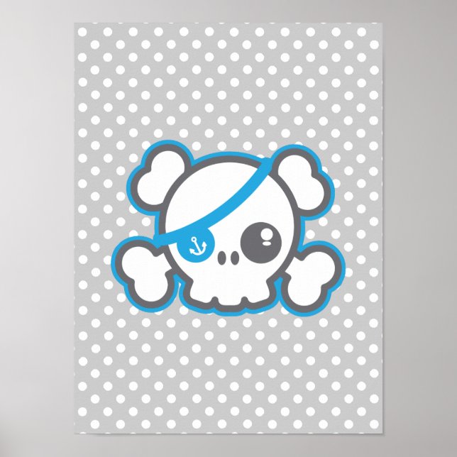 Kawaii Pirate Skull Poster (Frente)