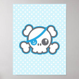 Kawaii Pirate Skull Poster