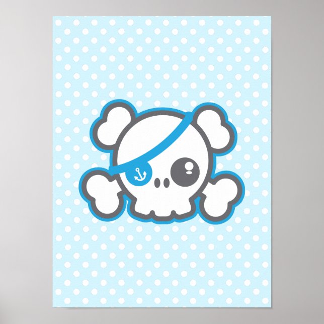 Kawaii Pirate Skull Poster (Frente)
