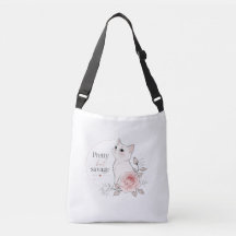 Kawaii "Pretty but Savage" Cat Floral Tote Bag