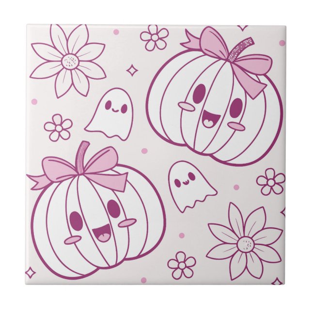 Kawaii Pumpkins, Fantasmas e Flores (Frente)