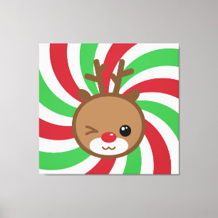 Kawaii Reindeer Canvas Wall Art