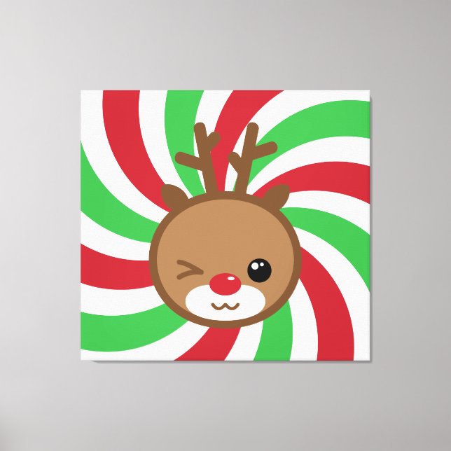 Kawaii Reindeer Canvas Wall Art (Frente)