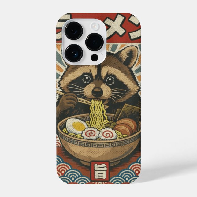Kawaii Retro Vintage Japanese Slurping Ramen Racco (Verso)