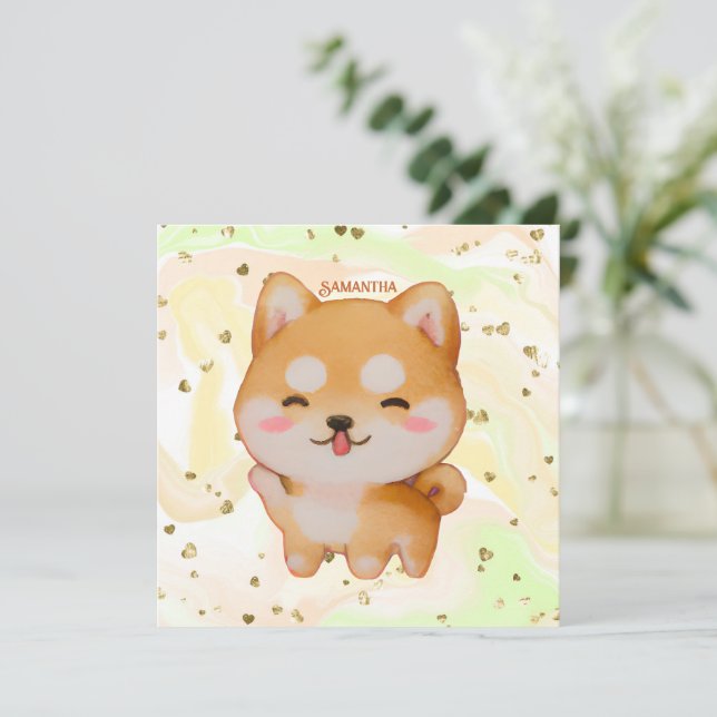Kawaii Smiling Cartoon-Style Shiba Inu (Em pé/Frente)