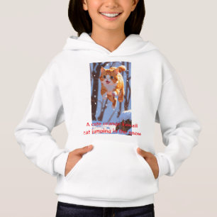 Kawaii Snow Cat Jump Hoodie - Anim Laranja Adoráve