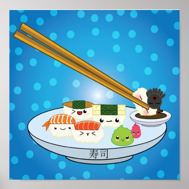 Kawaii Sushi Plast Poster (Frente)