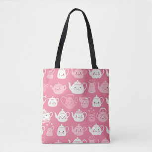 Kawaii Teapot Tote Bag - Bonita, Rosa, Estética