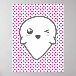 Kawaii Winking Ghost Poster
