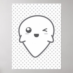 Kawaii Winking Ghost Poster
