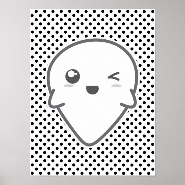 Kawaii Winking Ghost Poster (Frente)