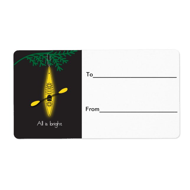 Kayak "All is bright" etiqueta de Natal (Frente)