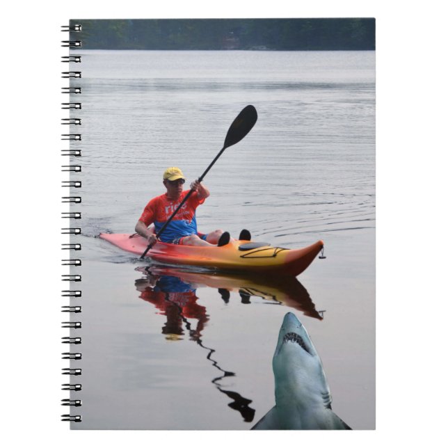 Kayak, remo, tubarão, caderno de campo (Frente)