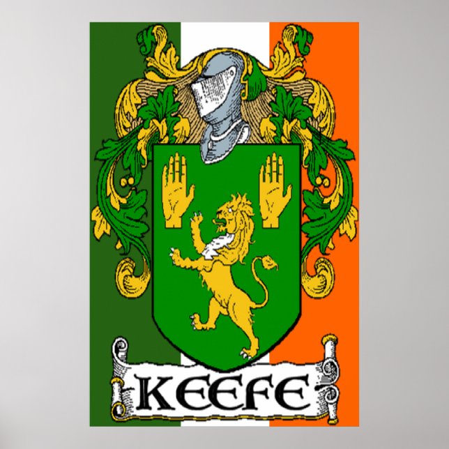 Keefe Casaco do Arms Irish Flag Impressão (Frente)
