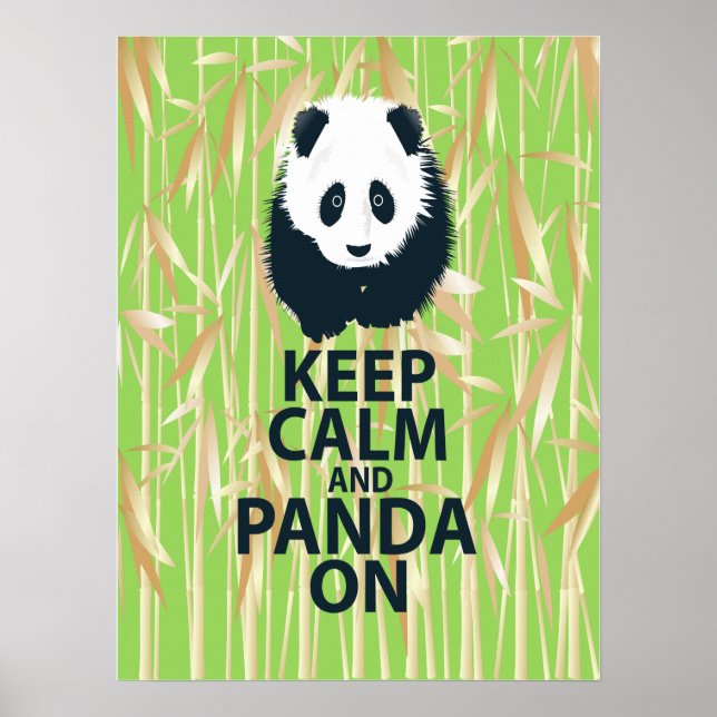 Keep Calm and Panda On Poster Art Print Bamboo (Frente)
