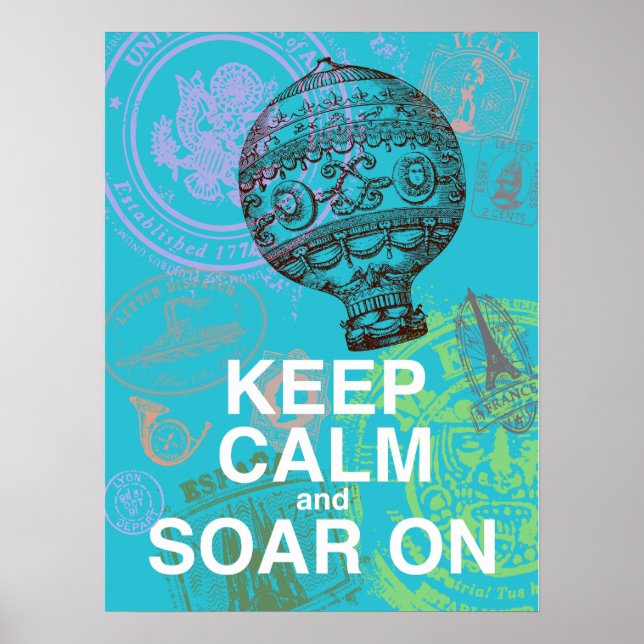 Keep Calm and Soar On fun art poster (Frente)