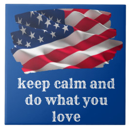 keep calm quote and vibrant american flag