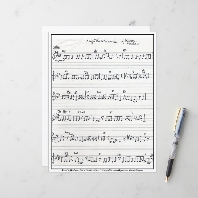 Keep Promise Song Signed Sheet Music paper sheet (Frente/Verso In Situ)
