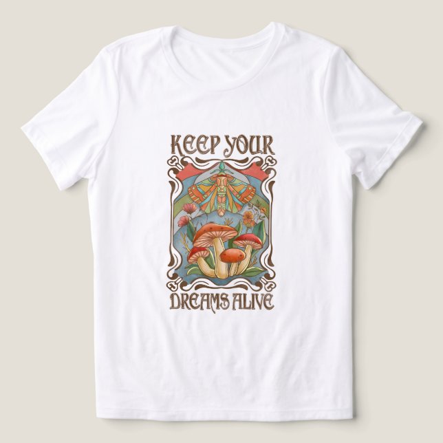 Keep Your Dreams Alive Retro Boho Mushroom & Moth (Design frontal)