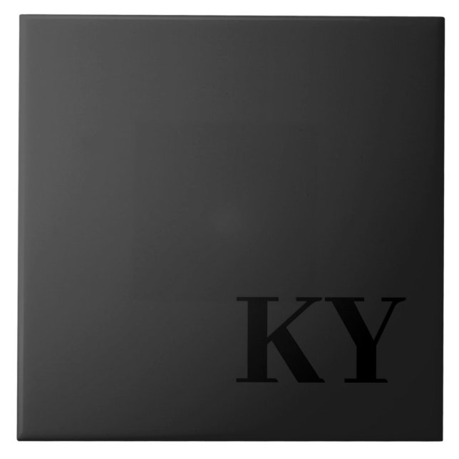 Keepsake Ceramic Tile - Initials, Black, Dark Grey (Frente)