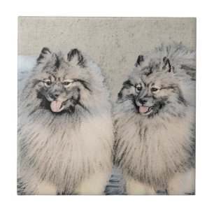 Keeshond Brothers Painting - Arte Original de Cãe