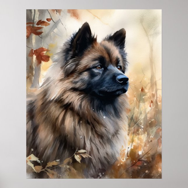 Keeshond Dog Art Impressão (Frente)
