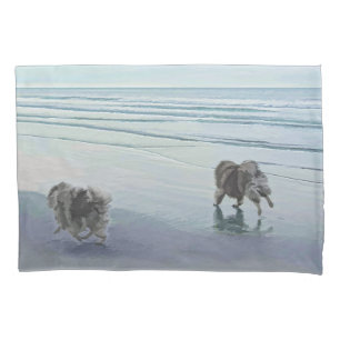 Keeshonds na Arte de Cão de Pintura em Seashore